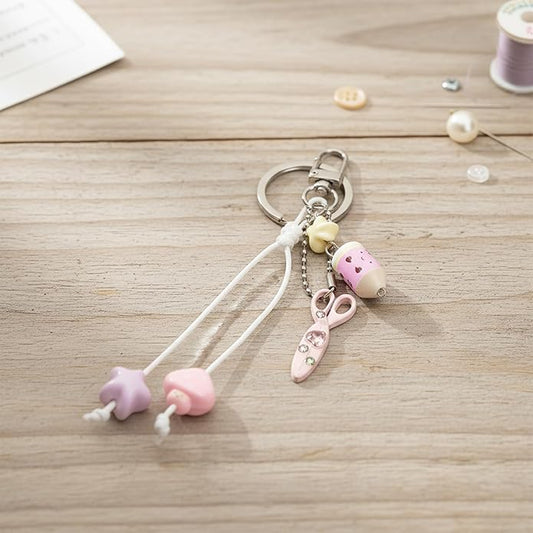 3 Pcs Aesthetic Y2K Keychain Accessories Bunny Dog Cat Keychain Pendant Star bow baseball pendant Bag Charms Backpack Handbag Charms Christmas Gifts