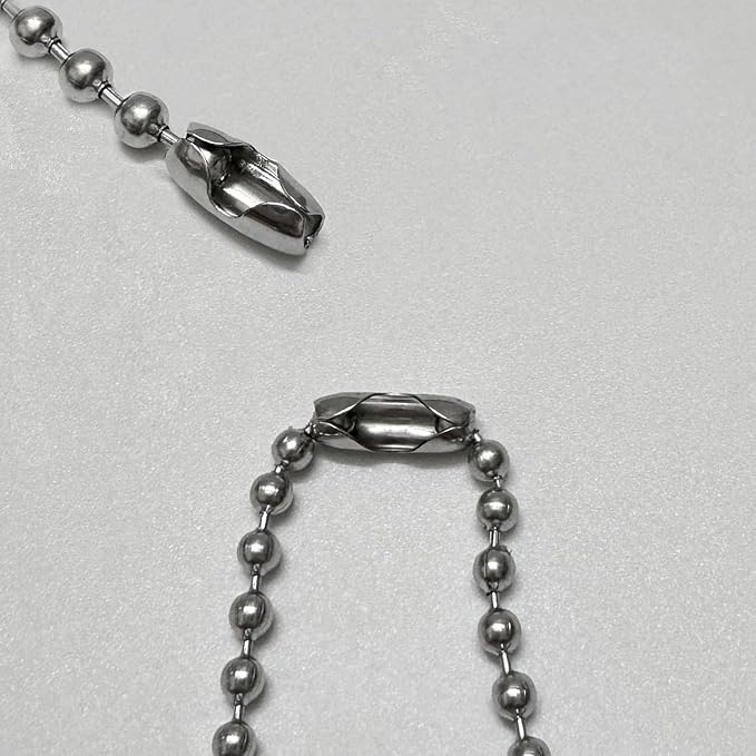 32ft 304 Stainless Steel #10 Beaded Ball Chain with 10pcs Connectors, 4.5mm Replacement Bead Chain Cord for Dog Tag, Necklace Chain, Plumbing Applications