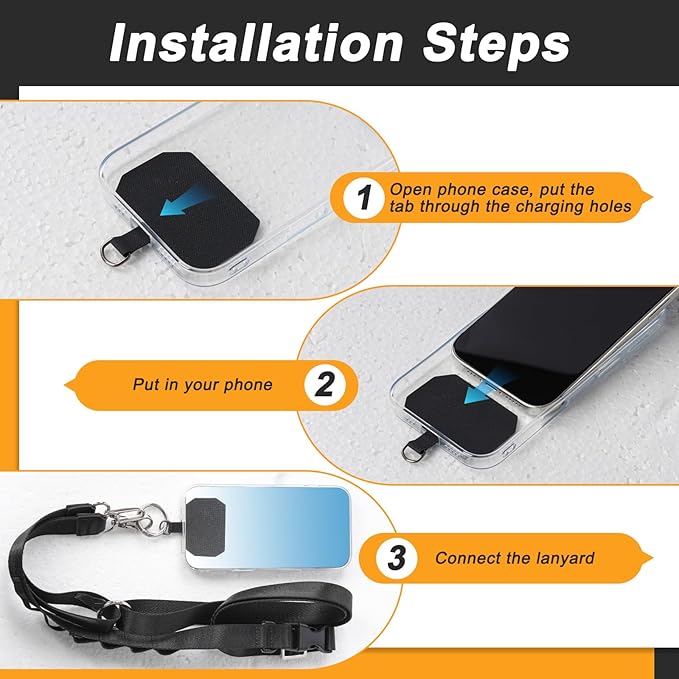 Cell Phone Lanyard with Detachable Phone Wrist Strap 3 in 1 Anti Theft Adjustable Crossbody Phone Strap Around the Neck, for Keys, ID Badges, Compatible with iPhone, Vacation Essentials, Black