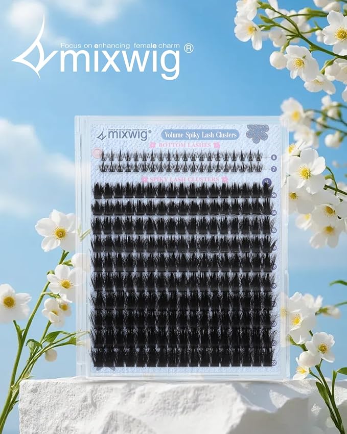 Wispy Lash Clusters Spikes Volume Eyelash Clusters Spiky Cluster Eyelash Extensions with Bottom Lashes Thick Cluster Lashes D Curly 6-22MM Individual Lashes Bond and Seal Tweezers by Lvmixwig
