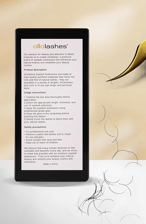OLLOLASHES Eyelash Extension B C CC D J Curl Mix 5-20mm 0.03 0.05 0.07 0.15 Super Matte Classic Lash Extensions Professional Supplies for Lash Techs (D-0.05, 8-15mm)