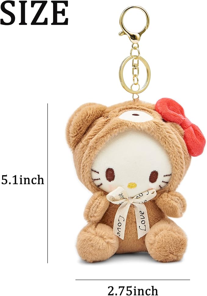 Cute Plush Keychain for Women Girls, 5" Lovely Keychain Decorative Accessories, Purse Bag Backpack Charm