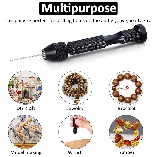 Mudder 57 Pieces Micro Hand Drill Bits Set with Pin Vise 46 Pcs Pin Vise Hand Twist Drills and 10 Pcs PCB Mini Cutting Bits for Resin Polymer Clay Craft DIY Jewelry(Black)