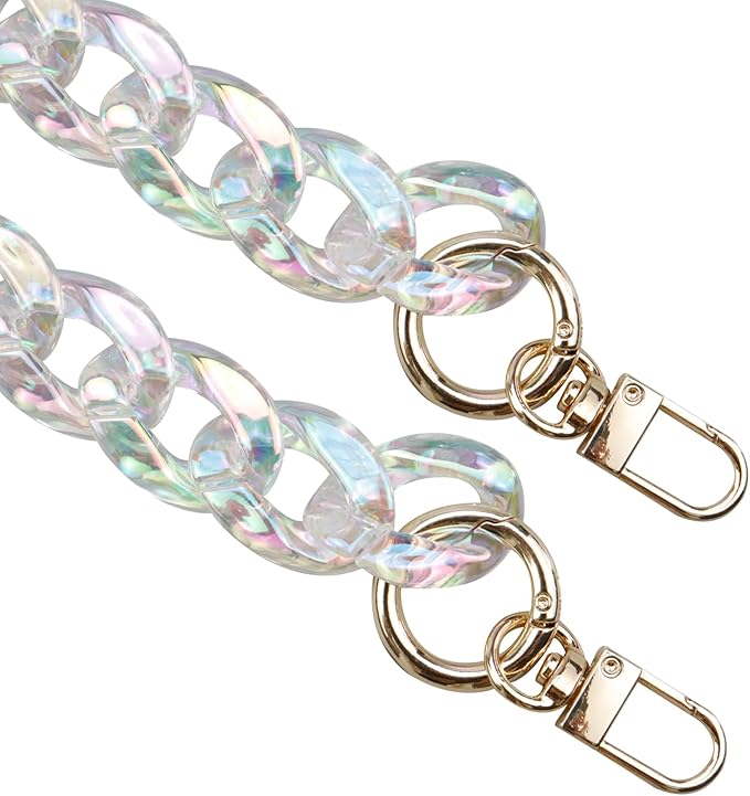 Chunky Acrylic Purse Strap Bag Chain Handle Purse Chain Replacement for Handbag Purse Shoulder Bag (Colorful Transparent,47")