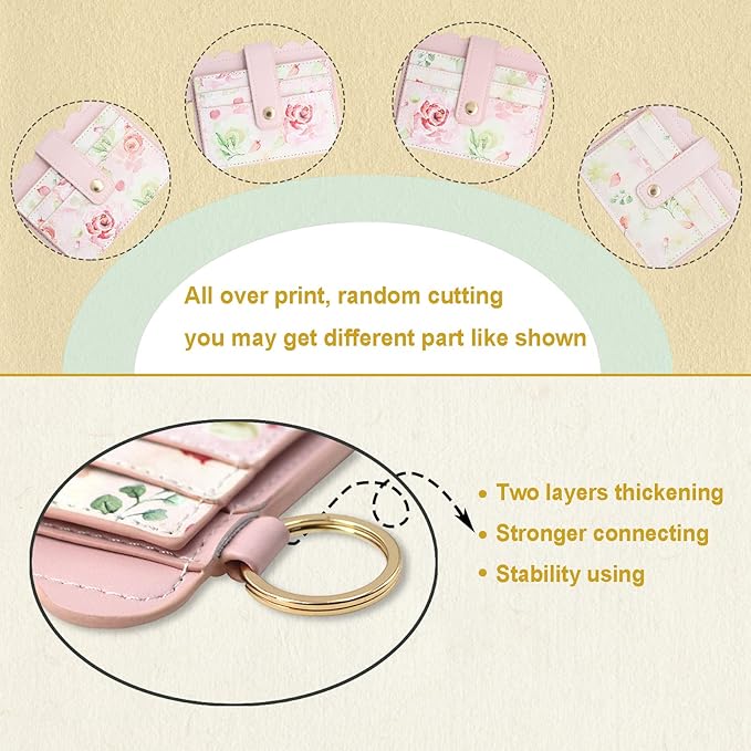 Keychain Wallet Wristlet Small Credit Card Holder Bracelet Key Chain Purse Bangle Tassel Beads Key Rings for Women
