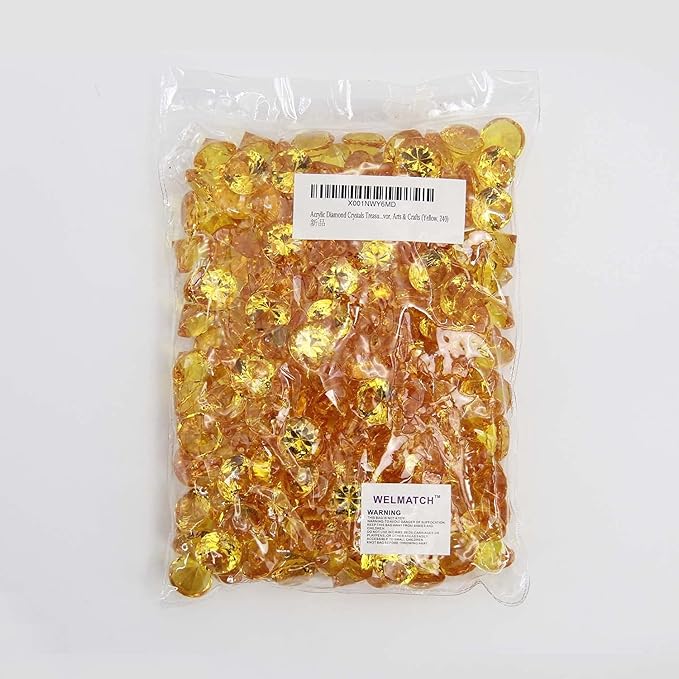 WELMATCH Gold Acrylic Diamond Vase Fillers 1 Pound - 240 pcs 3/4 Inch Wedding Party Event Banquet Birthday Decoration Crystals Gem Table Scatters (Gold, 240 pcs)