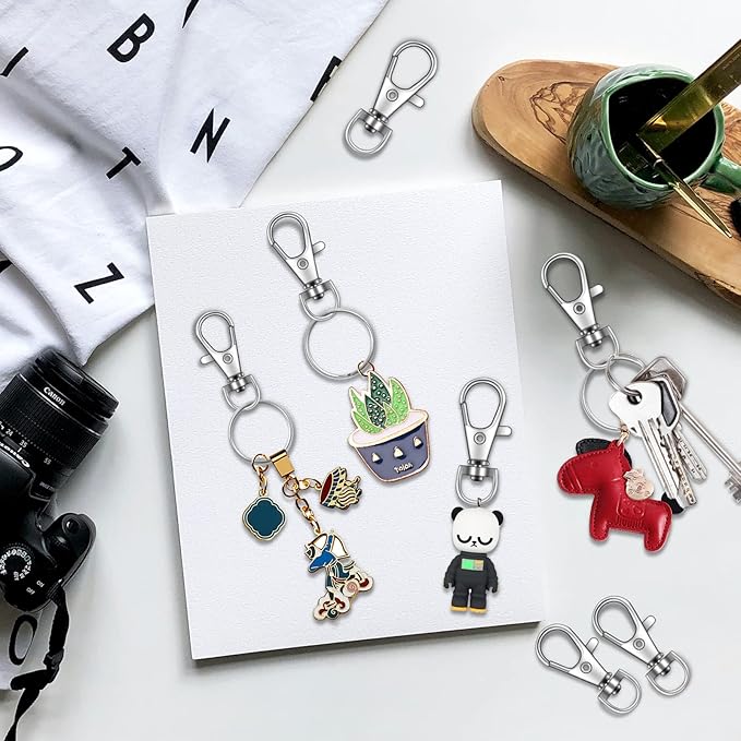 100PCS Key Chain Clip Hooks, Swivel Clasps Lanyard Snap Hook, Keychain Hooks for Lanyard Key Rings Crafting Silver
