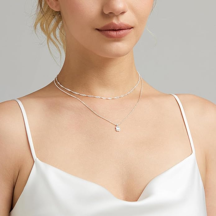 Luxval Diamond Pendant Gold Necklace for Women,Dainty 18k Gold Plated Choker Necklaces Simple Gold Jewelry Gifts for Women Girls