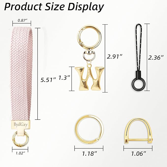 Stretchy Wristlet Initial Keychain, Key Chains Women Cute with Keyring, Llaveros para Mujer, Car Key Accessories
