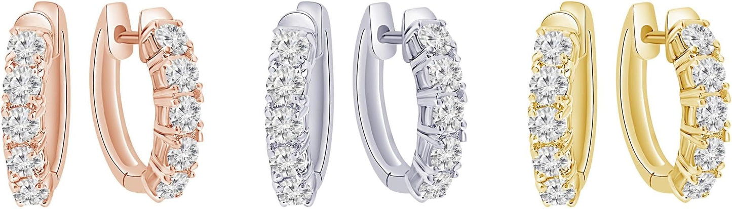 Houston Diamond District 1 to 6 Carat Classic LAB GROWN Diamond Huggie Hoop Earrings for Women Ultra Premium Collection (D-E Color, VS1-VS2 Clarity)