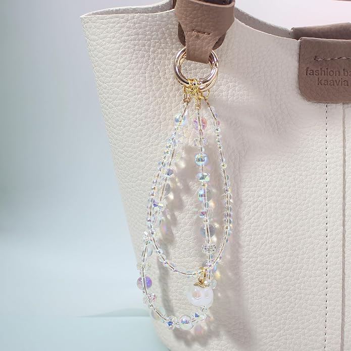 Phone Wrist Strap,Crystal Phone Chain Wristlet,Bracelet Wrist Lanyard,Cute Beaded Bag Charms,Decorative Purse Chain
