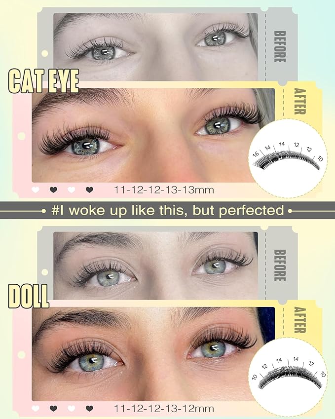 Wispy Lash Clusters Natural Fluffy Cluster Eyelash Extensions 168Pcs Waterproof Individual Lash Extensions10-16mm Eyelashes Clusters for DIY by Goddvenus (CC Curve)