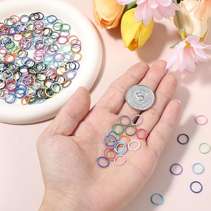 300 Pcs Colored Jump Rings 10mm Iron Metal Jump Rings Close O Ring Connectors Jewelry DIY Findings for Jewelry Keychain Choker Earring Necklaces Bracelet Making