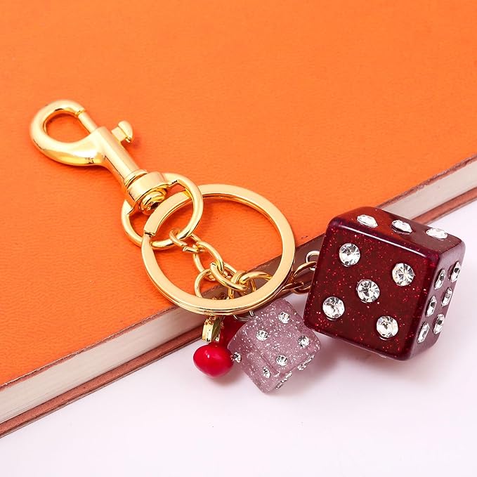 Lucky Dice Cherry Magic 8 Ball Keychain Billiard Ball Star Cherry Bags Charms Cute Y2k Keychain for Women Men