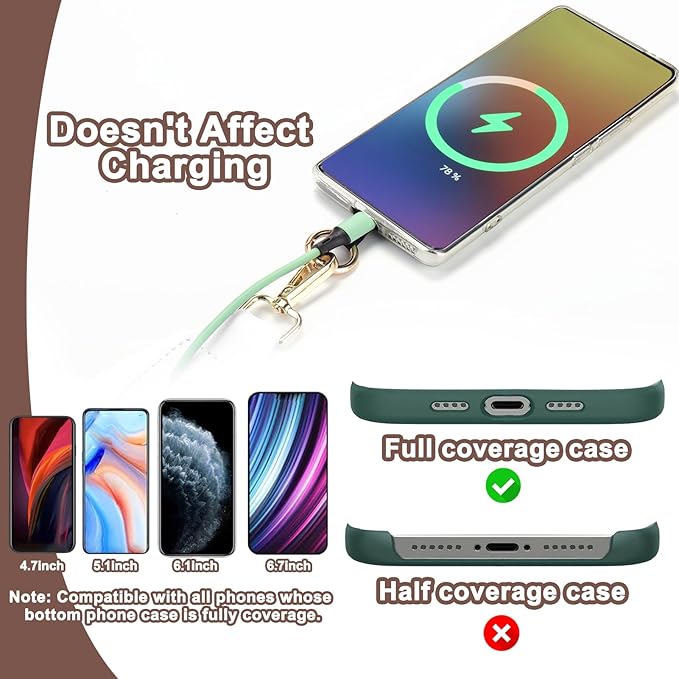 XANGNIER Clip and Go Strap for Phone with Wallet Crossbody, Phone Strap with Zippered Wallet, Adjustable Anti Theft Cellphone Lanyard for Women, Cellphone Chain Accessories,Multicolor 11