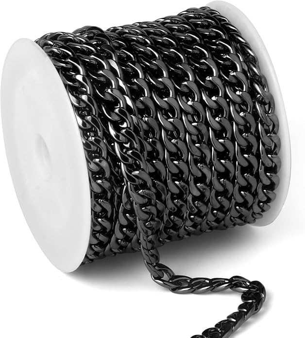 16.5 Ft Stainless Steel Curb Chains, 5mm 6mm 7mm 9mm Cuban Chain Roll Bulk for Jewelry Making