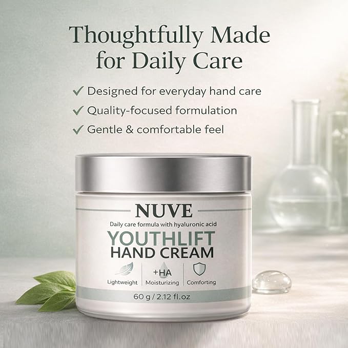 Nuve Youthlift Hand Cream – Hydrating & Nourishing Hand Moisturizer with Hyaluronic Acid, Vitamin C & Retinol – Fast Absorbing, Non-Greasy – Supports Smooth-Looking Texture & Tone – 1 Tube (1)