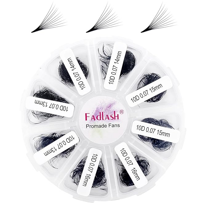 Lash Extension 1000 Fans/Tray Mixed Premade Fans Eyelash Extensions D Curl Promades Eyelash Volume Lash Extensions Loose Fans Pre Made Volume Lashes Pointed Base (10D-0.07D, 13-16mm)