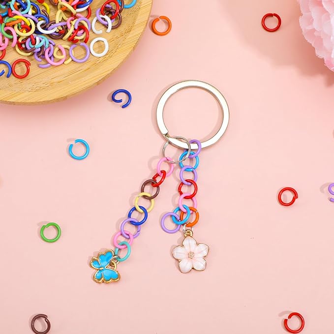 200 Pcs Colored Jump Rings for Keychains, 8mm Iron Open O Rings for Jewelry Making, Small Closed Jump Ring for DIY Keychain, Necklace, Bracelet, Earring, Pendant Crafting