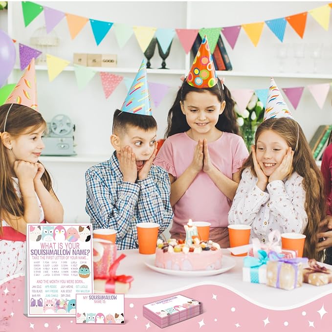 Cute Animal Party Favors, Cute Annimal Party Decorations, Theme Birthday Sign with 1 Birthday Activity Sign for Girls Holiday 30 Cards for Kids Tea Activity Favors