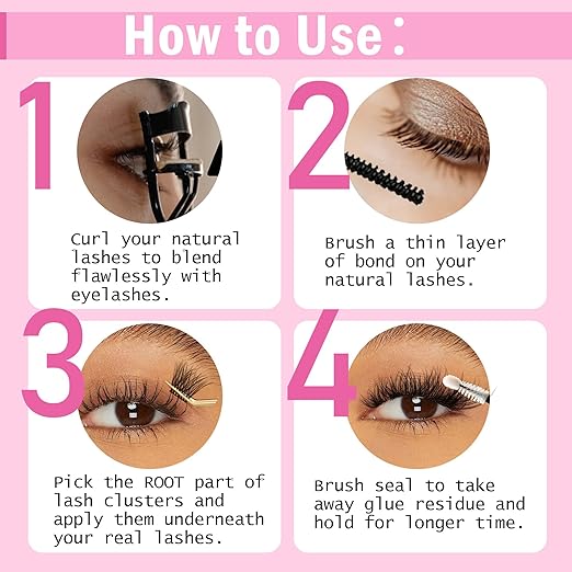 LA MAESII Lash Cluster Glue, Lash Bond and Seal for Eyelash Clusters, 10ml Bond and Seal, Waterproof, 2-in-1 Home Use, Strong Hold for 72H