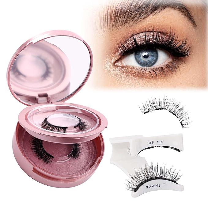 FADLASH Magnetic Eyelashes Natural Look Magnetic Lashes with Applicator Reusable Wispy Magnetic Eyelashes No Glue Needed False Eyelash 2 Pair