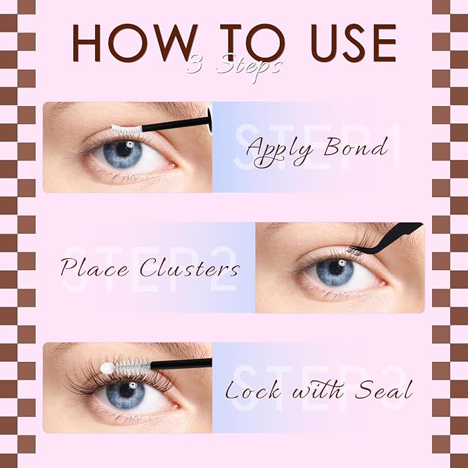 Brown Lash Clusters Kit Velure Lash Extensions Kit Dark Brown Natural Eyelash Clusters D Curly Short Lash Cluster 8-14mm Lash Clusters Natural with Invisible Band Individual Lashes(Velure-Dark Brown)