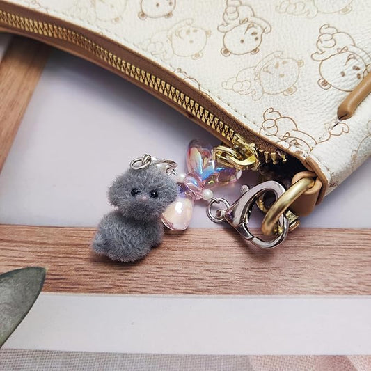 Cute Dog Keychain Fuzzy Dog Puppy Decor Keychain Aesthetic Y2K Bag Charms Stylish Dog Pendant Keychains Accessories