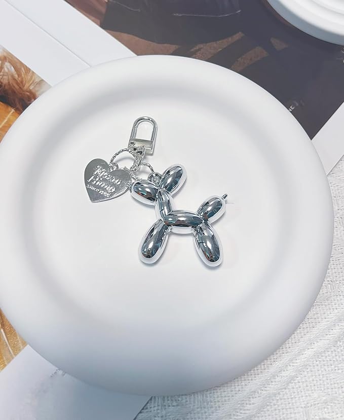 LAEKOU Jelly Balloon Dog Design Keychain for Women, Cute Girls Key Chain, Bag Charms Accessories for Car Purse Backpack