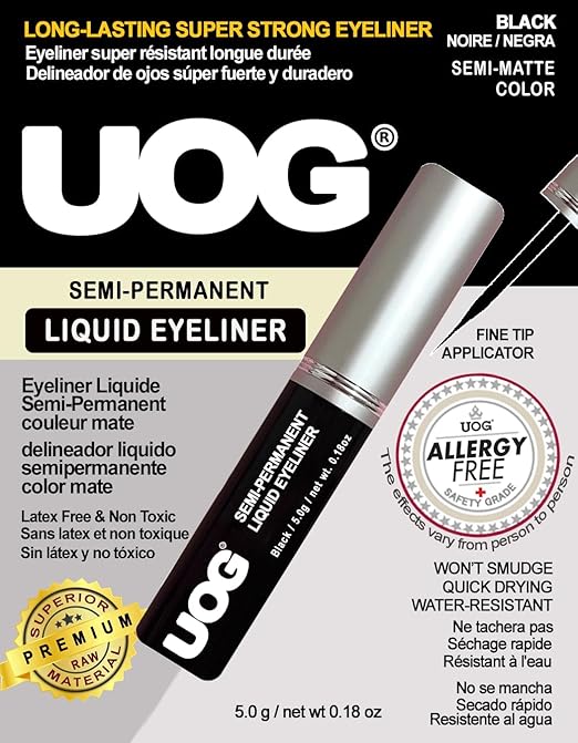 UOG (United One) Eyelash Adhesive Glue - Super Strong Hold for Up to 5 Days | Waterproof, Allergy-Free, and Odorless | Brush-On False Lash Extension Glue with All-in-One Formula (3, Black)
