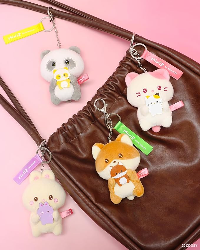 Anirollz Miniz Plush Charm Cute Stuffed Animal Keychain Kawaii Mini Bag Accessory Collectible Pocket Toy for Kids & Adults