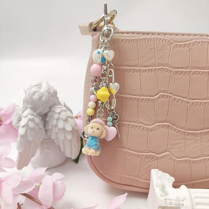 Cute Keychain Aesthetic Y2K Keychain Accessories Heart Butterfly Strawberry Bear Key Chain for Keys Bags Women Gifts