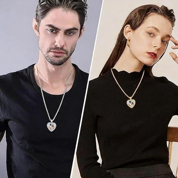 CLYLIFE Picture Necklace Personalized Photo,Custom Disc/Heart Pendant for Men Women Dad Mom Customized Necklace with Chain Photos Memorial Gifts for Mother's Day, Birthday, Anniversary