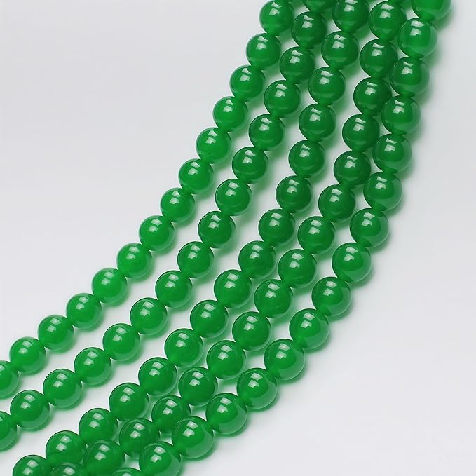 MJDCB Natural Green Jade Round Loose Beads for Jewelry Making DIY Bracelet Necklace (6mm)