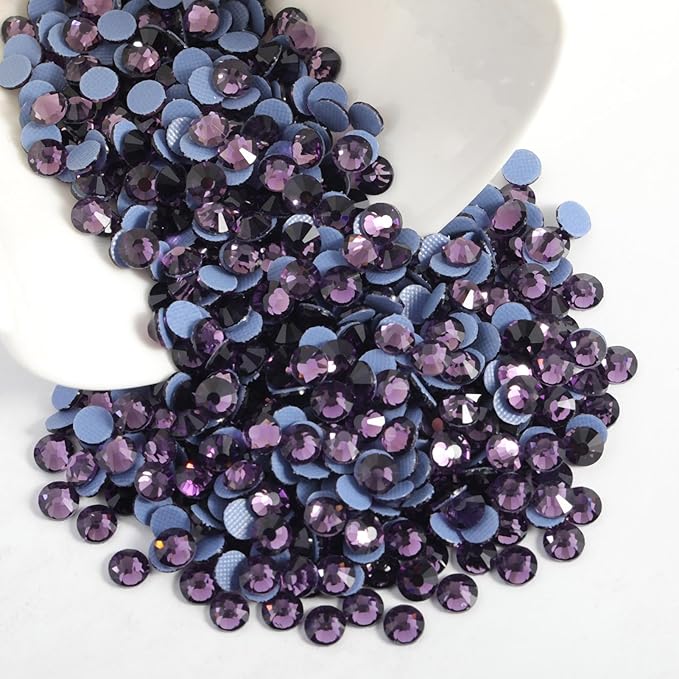 Beadsland Hotfix Rhinestones, 1440pcs Flatback Crystal Rhinestones for Crafts Clothes DIY Decoration, Tanzanite, SS12, 3.0-3.2mm