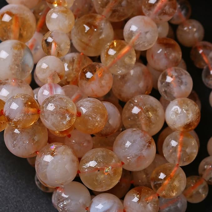 4MM 86PCS Natural Stone Citrine A Grade Quartz Crystal Loose Beads for Jewelry Making DIY Bracelet Necklace 1 Strand 15’’