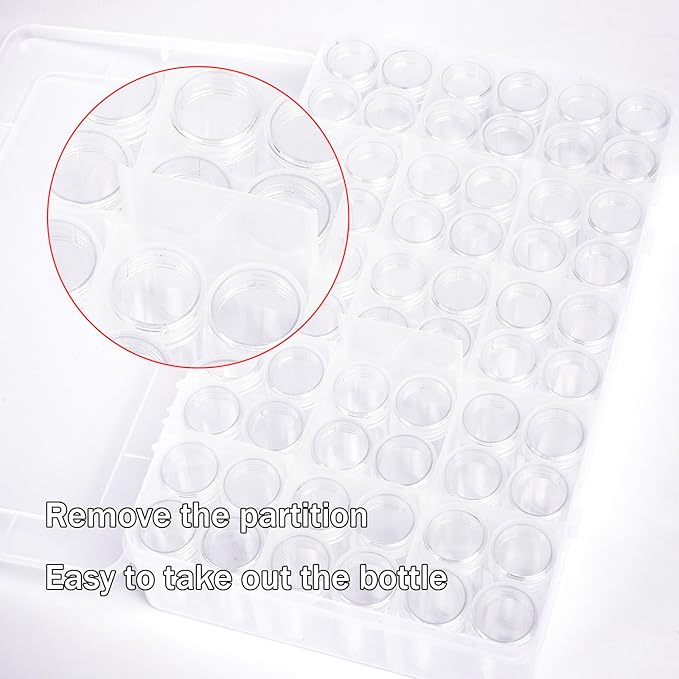 Diamond Art Painting Storage Bead Organizer, 1pack 60 Bottle,15 Grids Adjustable Partitions Containers Case (Beads not Included)