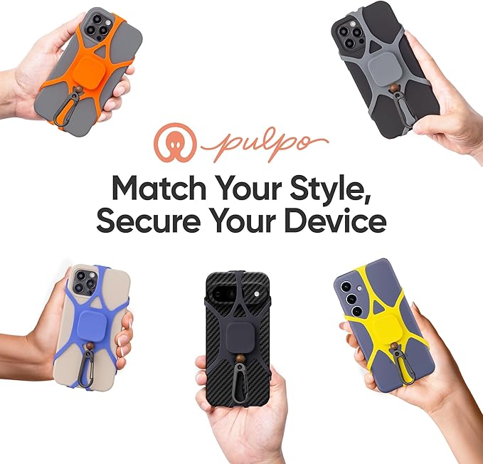 Pulpo Anti Theft Phone Leash with Retractable Dyneema Tether, Secure Phone Leash and Strap for Skiing, Kayak, Travel and Festivals, Fits Smartphones up to 6.8 Inches, Annoying Orange