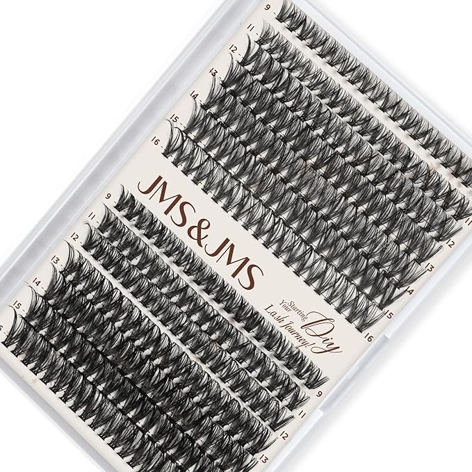 JMS&JMS DIY Lash Extension 280PCS Lash Clusters D Curl Individual Lashes 40D+50D 9-16MIX Cluster Eyelash Extensions at Home