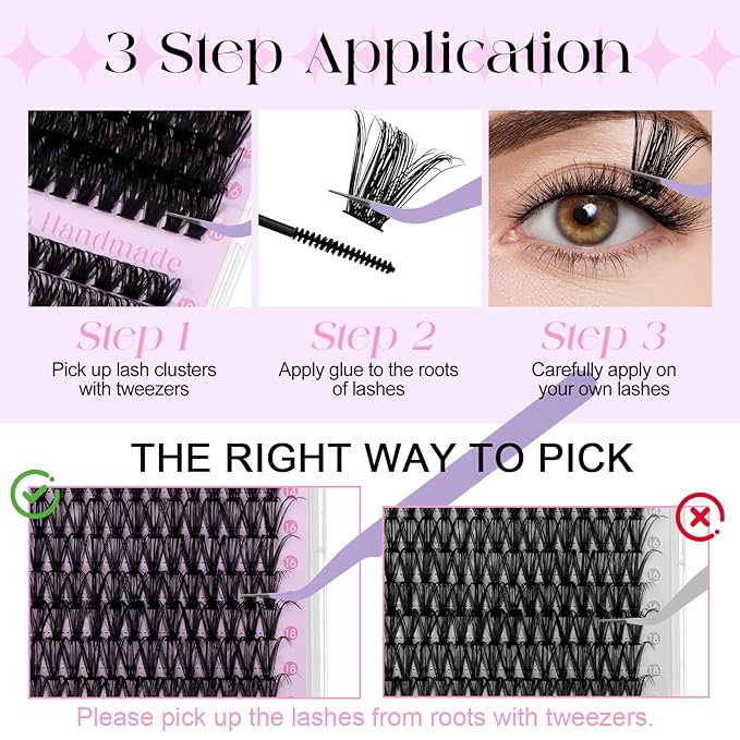 Lash Clusters 60D 80D Wispy Individual Lashes 280PCS D-Curly Volume Lash Extensions 10-18mm Natural DIY Cluster Lashes for Beginners(60D+80D,10-18mm,0.07D)