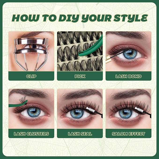 Lash Clusters 280Pcs Eyelash Clusters KEYYOU 60D D Curl 9-18MIX Clusters Lashes Thick Super Soft Wispy DIY Eyelash Extension at Home(60D-D,9-18MIX)