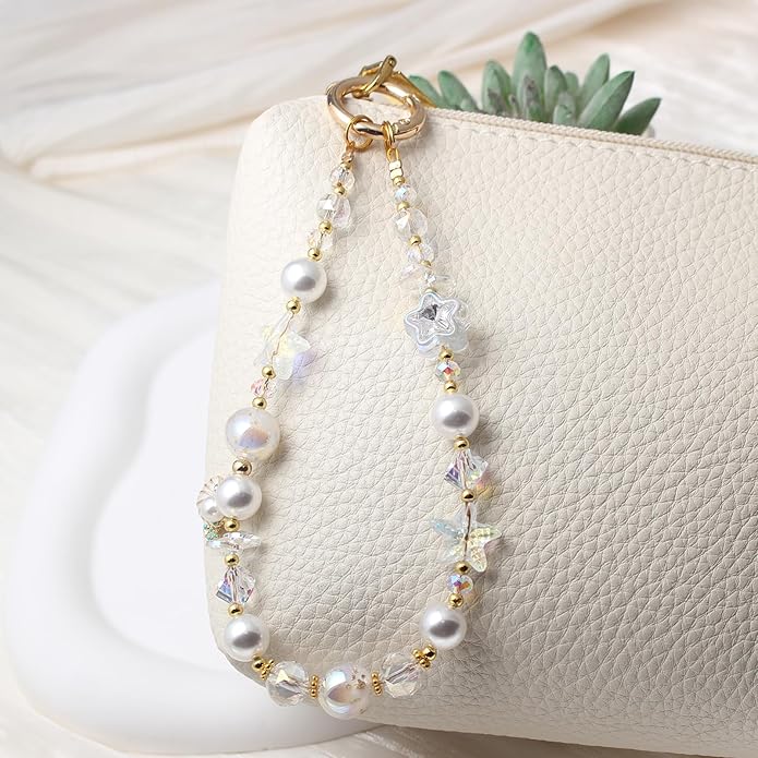 Beaded Phone Wrist Strap,Crystal Keychain Wristlet,Camera Strap Wrist,Cute Phone Chain Wristlet Purse Bag Charms