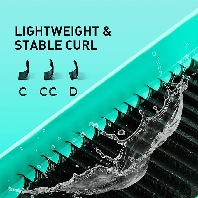 Shimmy-free Lashes Extenisons Self Fanning Eyelash Extensions 0.03 0.05 Turbo Volume Lashes C/CC/D Curl 13-20mm Mixed True Matte Black Lash Extensions Professional VolumeEyelashes (0.03-C-13-20mm)