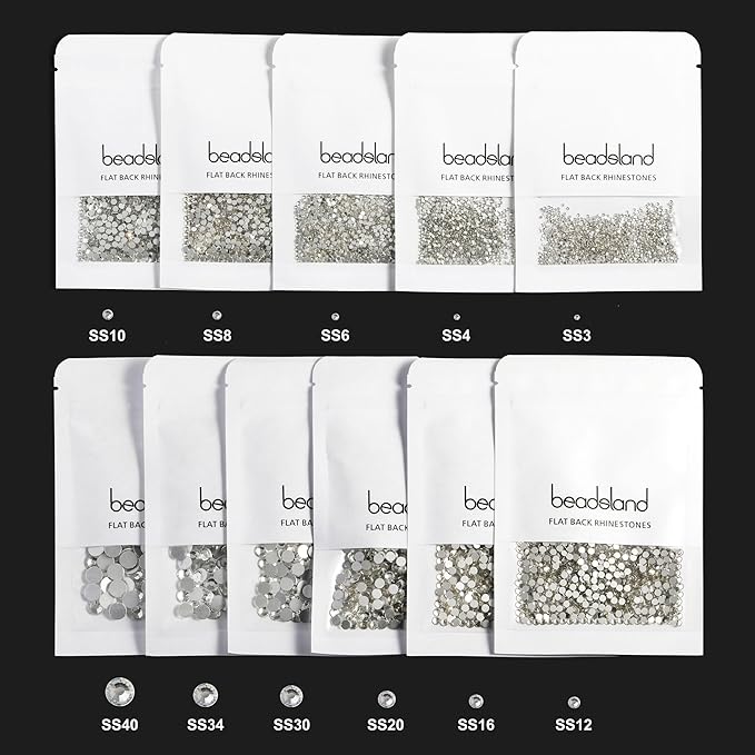 Beadsland 1440pcs Flat Back Crystal Rhinestones Round Gems for Nail Art and Craft Glue Fix, Aquamarine,SS12,3.0-3.2mm