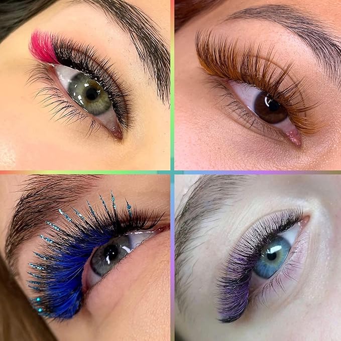 TDANCE Colored Lash Extensions Classic Lash Extensions Brown Blue Red Purple Pink Green Yellow Mixed Colored Tray 0.07mm C/D Curl Premium Silk Individual Lashes Salon Use(Mixed Color,D-0.07,13mm)