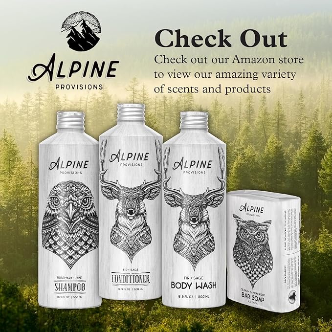 Alpine Provisions Natural & Organic Body Wash with Rosemary & Mint – Moisturizing Body Wash with Aloe Vera, Coconut Oil & Essential Oils – Vegan, Sulfate-Free, Plastic-Free – 16.9 fl oz