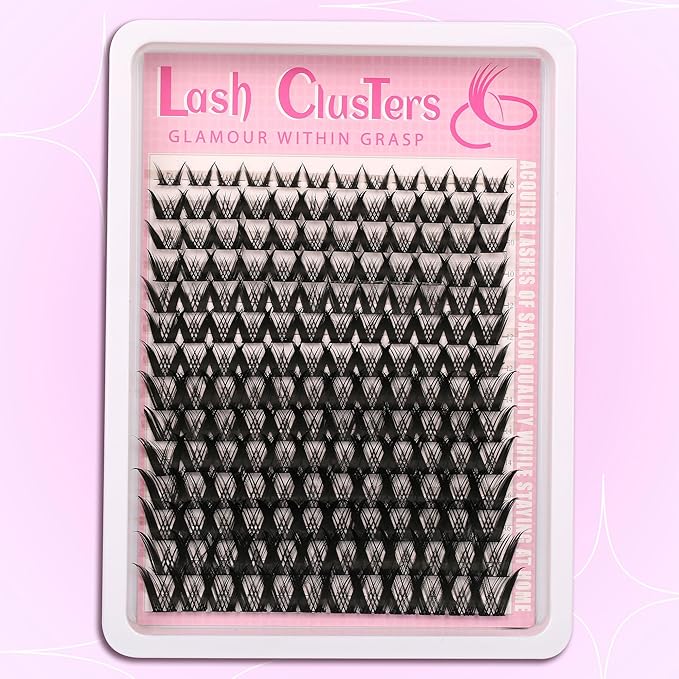 Volume Lash Clusters Kit Spiky Manga 8-16mm Natural Wispy Eyelash Clusters C/D Curl Eyelash Extension Kit Spiky Individual Lash Eyelash Clusters with 0.05mm Ultra-Thin Black Band