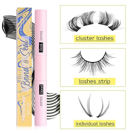 Lash Bond and Seal Strong Hold Eyelash Glue 2 in 1 Lash Adhesive and Lock Long Lasting Waterproof Black Lash Glue and Sealant for DIY Lash Extension Clusters by Mavphnee