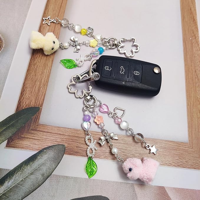 Cute Dog Keychain Fuzzy Dog Puppy Decor Keychain Aesthetic Y2K Bag Charms Stylish Dog Pendant Keychains Accessories