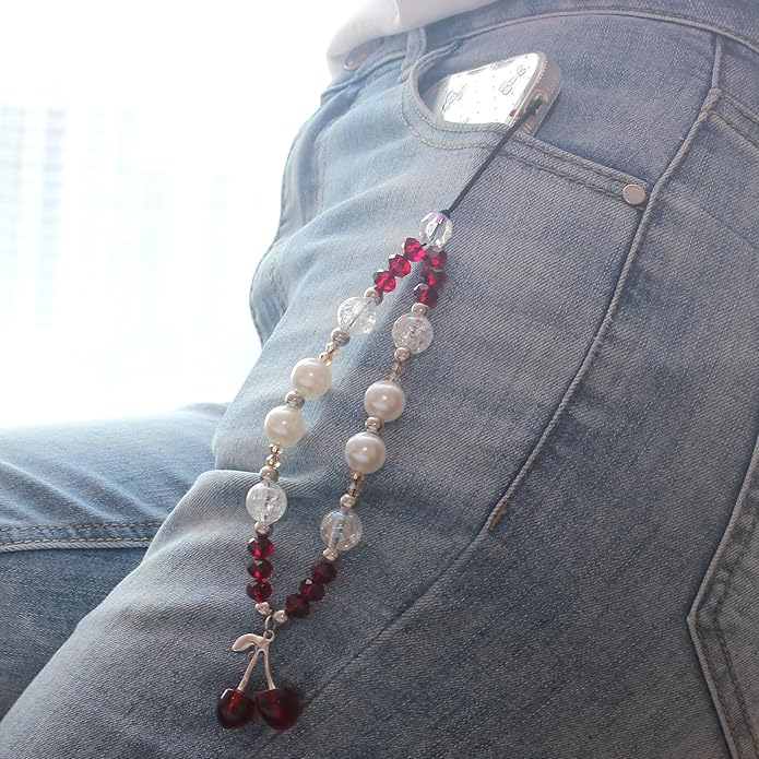 Cute Digital Camera Wrist Strap,Beaded Phone Charms wristlet Strap,Kawaii Bracelet Wrist Lanyard,Charm Holder for Women